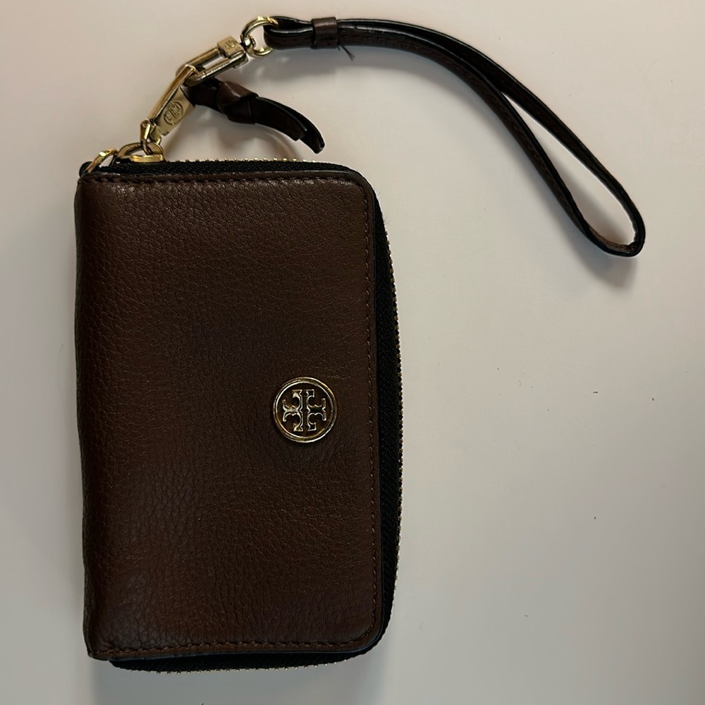 Tory Burch Brown Wristlet Wallet 6.5 x 4